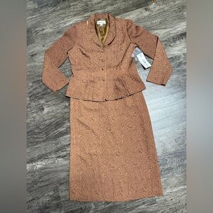 NWT 2pc Bundle DANNY Nicole PAISLEY Copper JACKET Skirt SUIT Washable